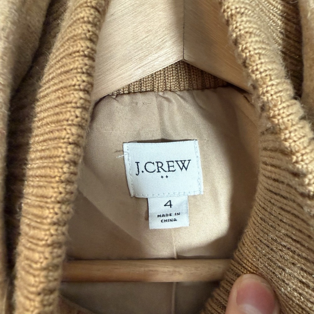Womens J CREW Village Coat Camel Tan Wool Blend Style AB457 Size 4 $238 - Picture 7 of 8